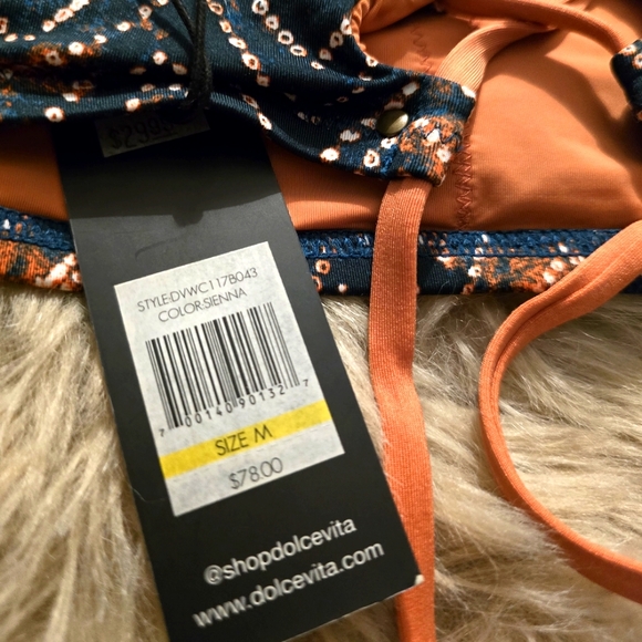 Dolce Vita  High Neck Swim Top Lace Up Back Size M New - Picture 4 of 4